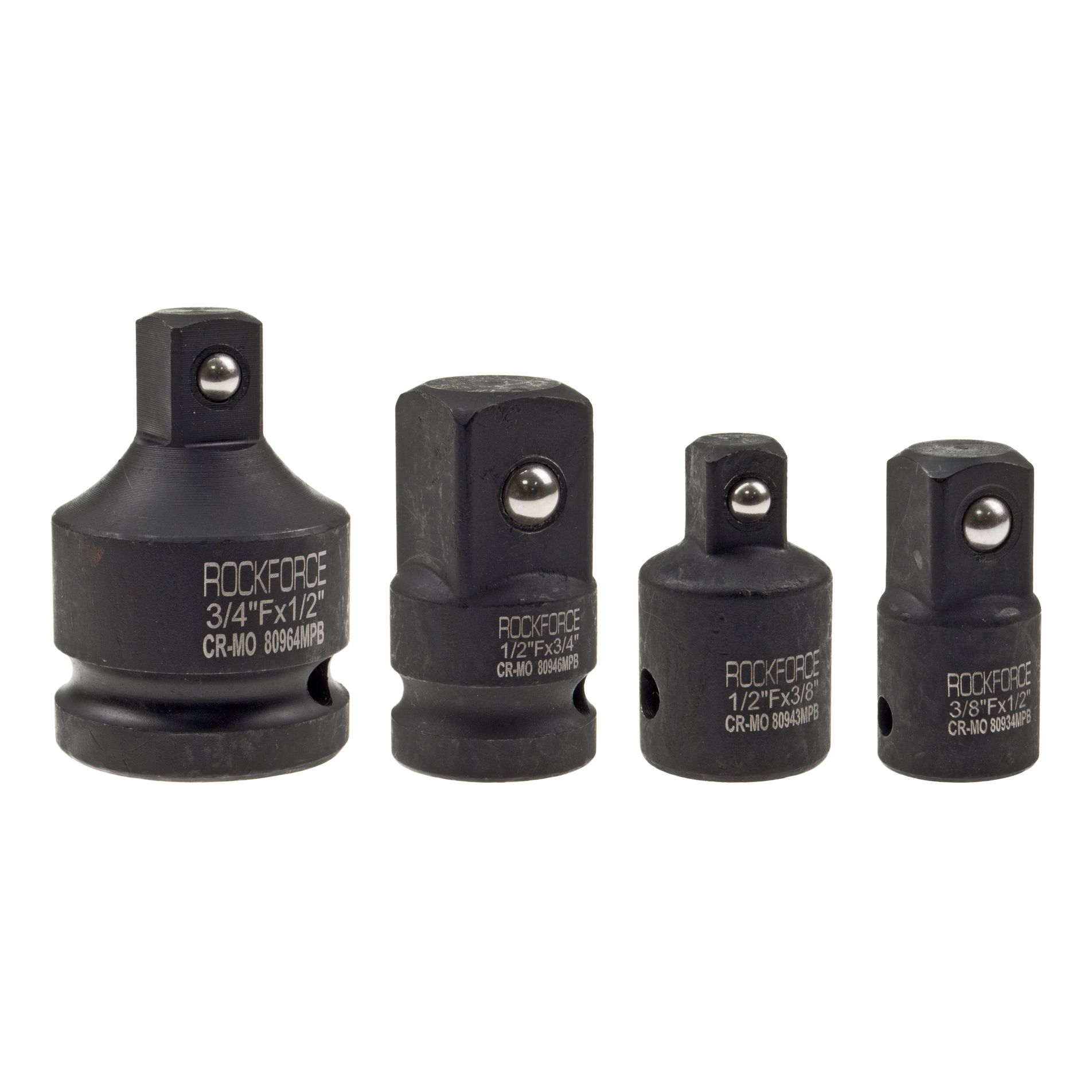 Набор адаптеров RF-4048MPB: ударных 3/4(F)x1/2"(M), 1/2(F)x3/4"(M), 3/8(F)x1/2"(M), 1/2(F)x3/8"(M)  4пр. ROCKFORCE /1/40