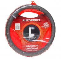 Оплетка руля AP-265 (L) DARK GREY натуральная кожа AUTOPROFI /1/25