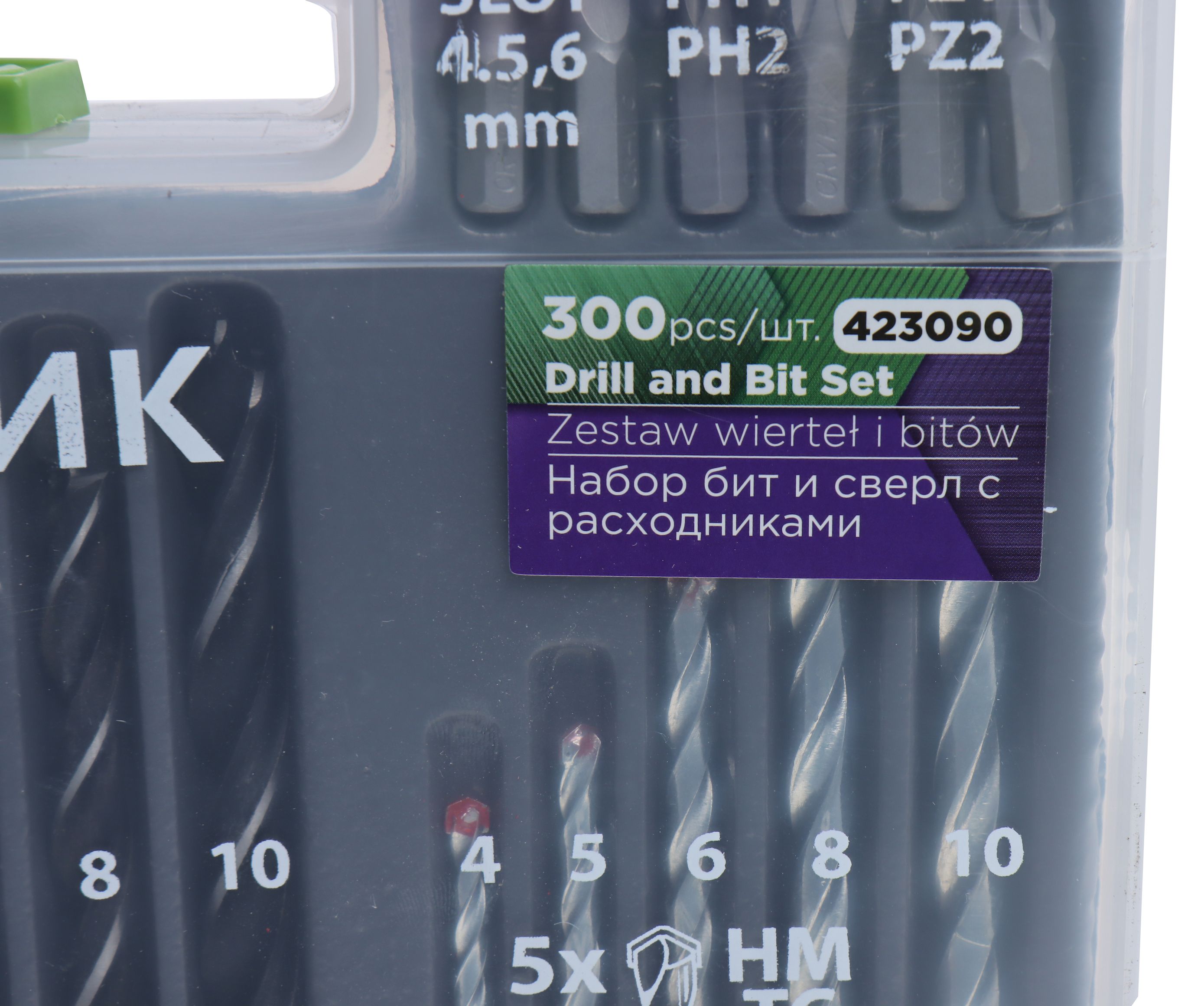 Набор бит и сверл 423090 с расходниками 300 пр., в кейсе Помощник /1/20