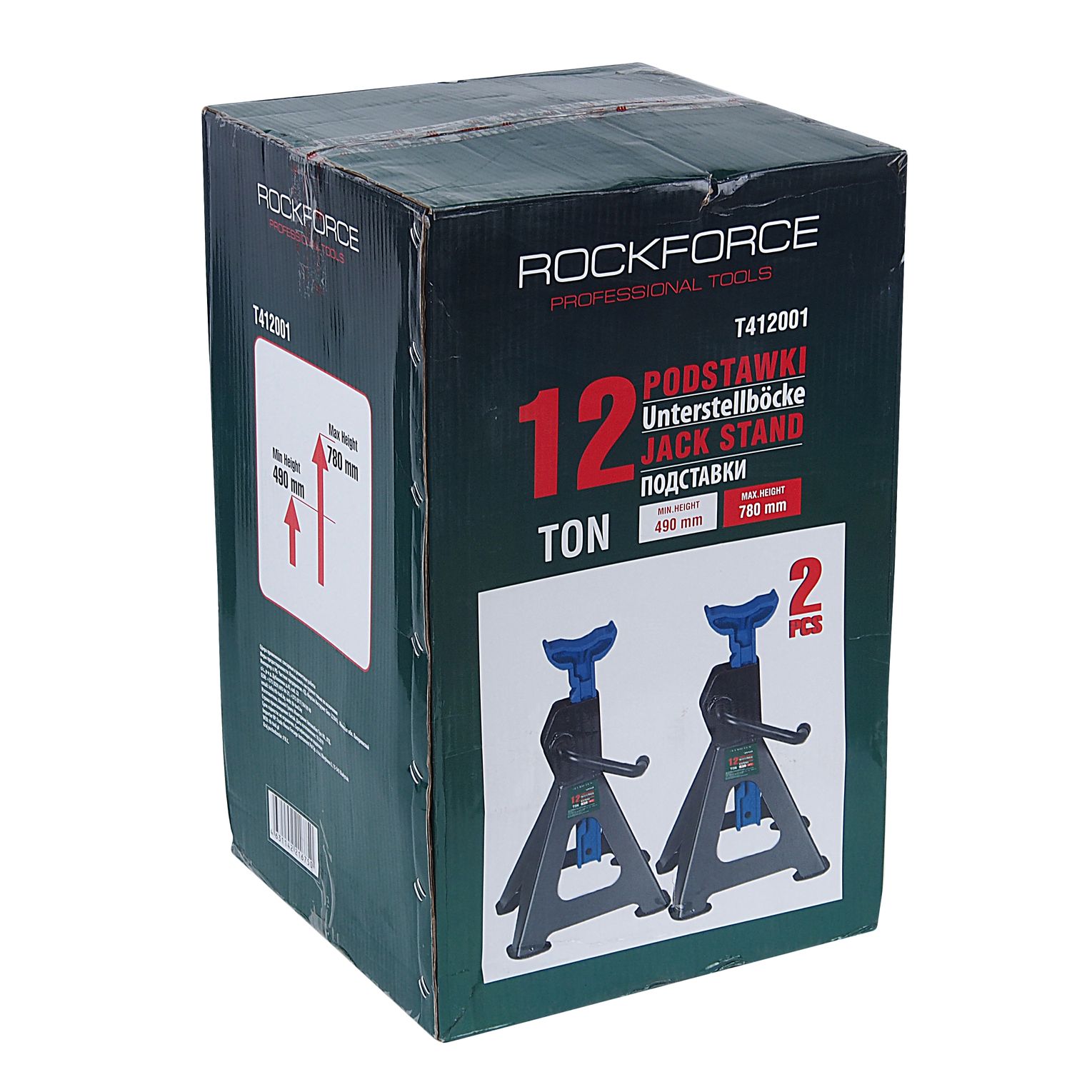 Подставка ремонтная RF-T412001 12т (h min 490мм, h max 780мм) (к-т 2шт) ROCKFORCE /1