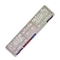 Рамка для номерного знака AB-008 (112/2-STD-RU-б) WHITE с защелкой и надписью "RUSSIA" /1/30