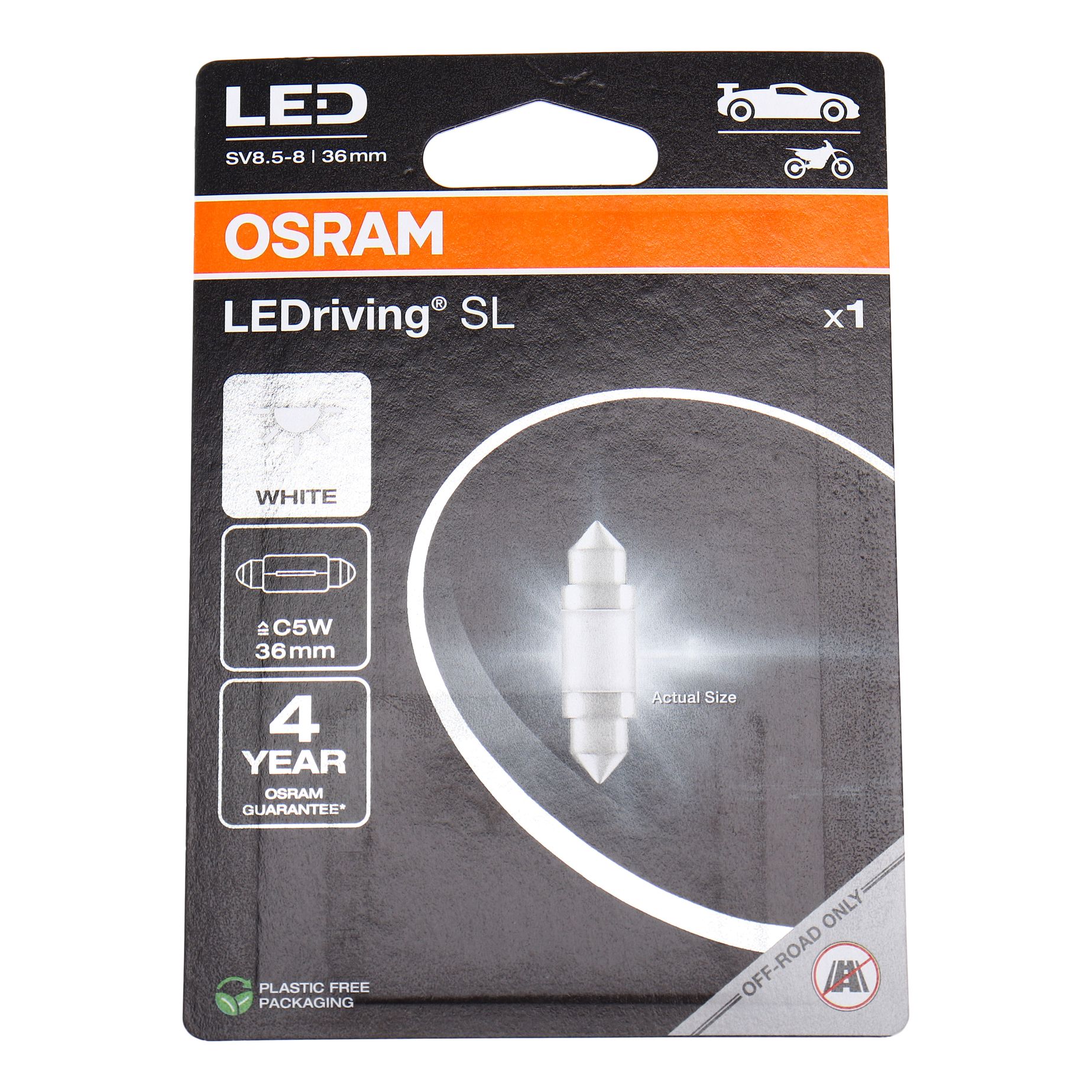 Автолампа C5W (SV8.5/8)  LED 36мм (блистер, 1шт) 12V OSRAM /1/10