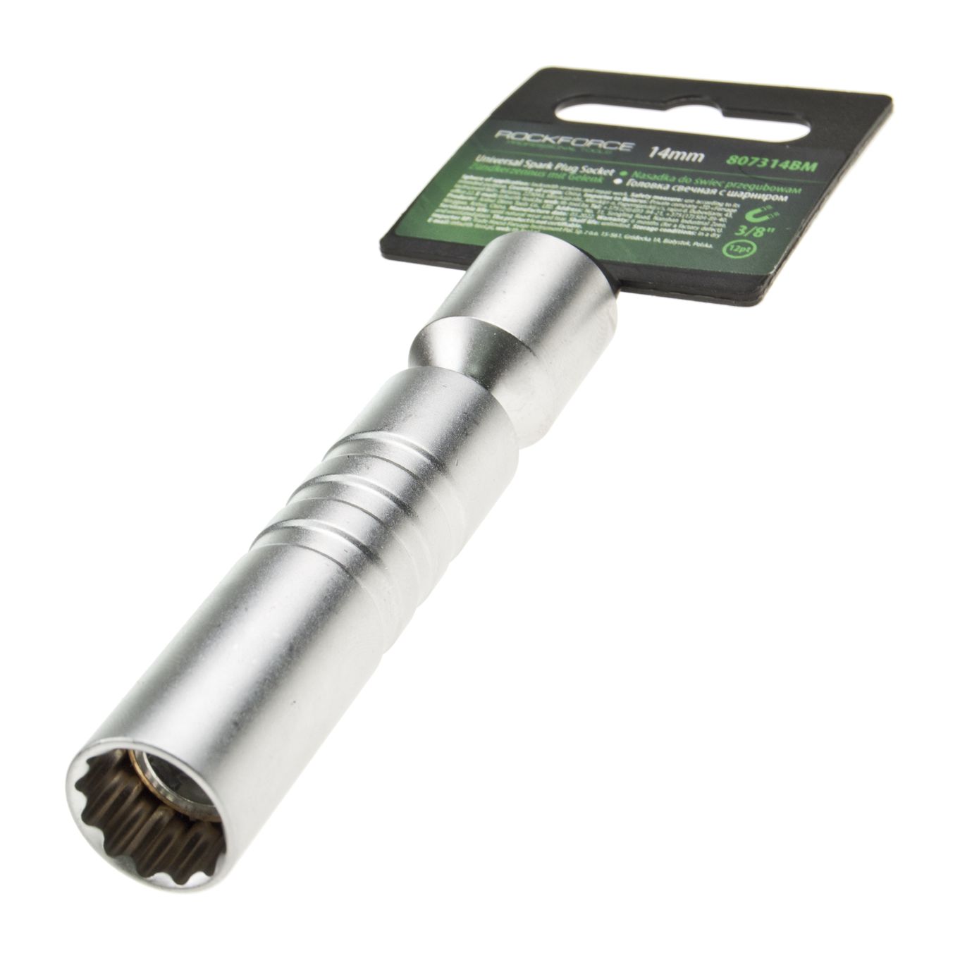 Головка свечная 14мм 3/8" 12-гранная с шарниром L=70мм ROCKFORCE RF-807314BM /1/200