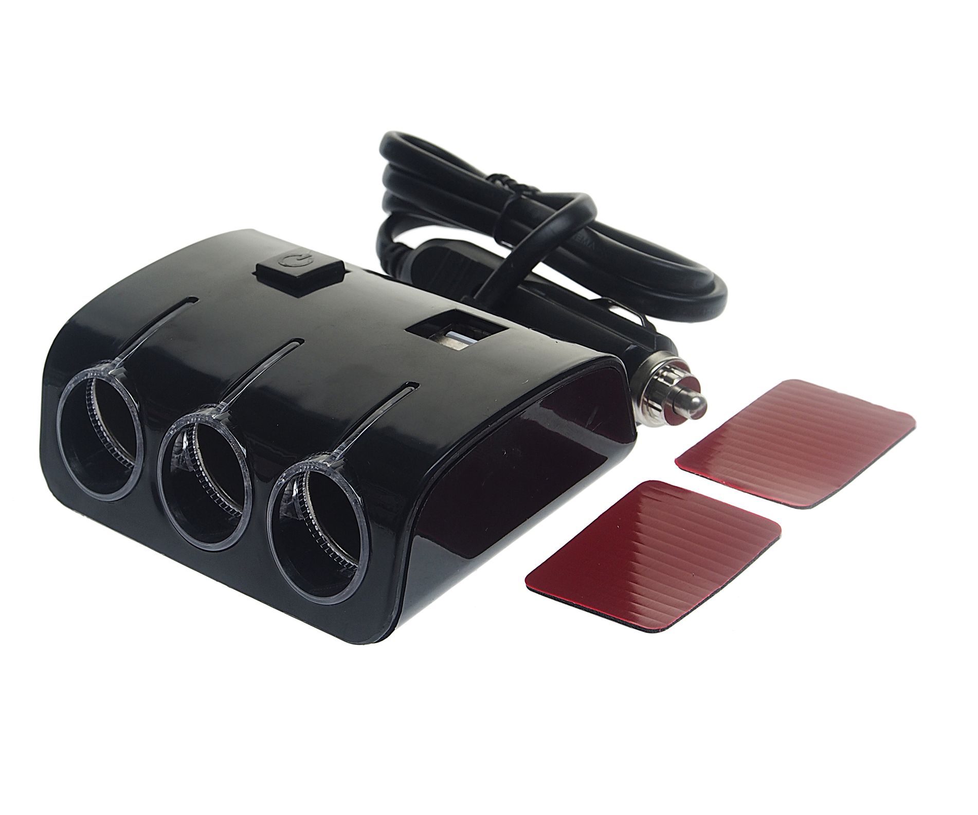 Разветвитель прикуривателя OLS-1506 BLACK на 3 гнезда + USB(3.1A) с удлинителем 0.8м 12V-24V OLESSON /1