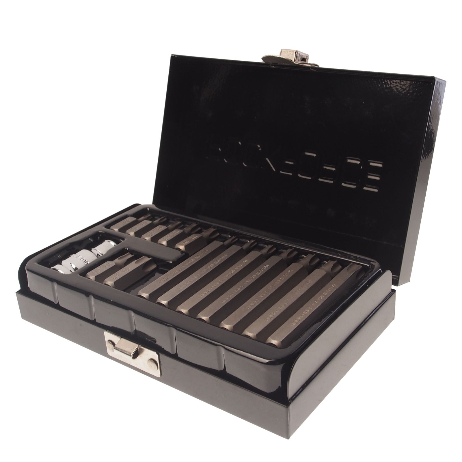 Набор бит RF-4156 TORX с битодержателем,15пр. 1/2"(L: 30/75мм; Т20,Т25,Т30,Т40,Т45,Т50,Т55), в металлическом кейсе ROCKFORCE /1