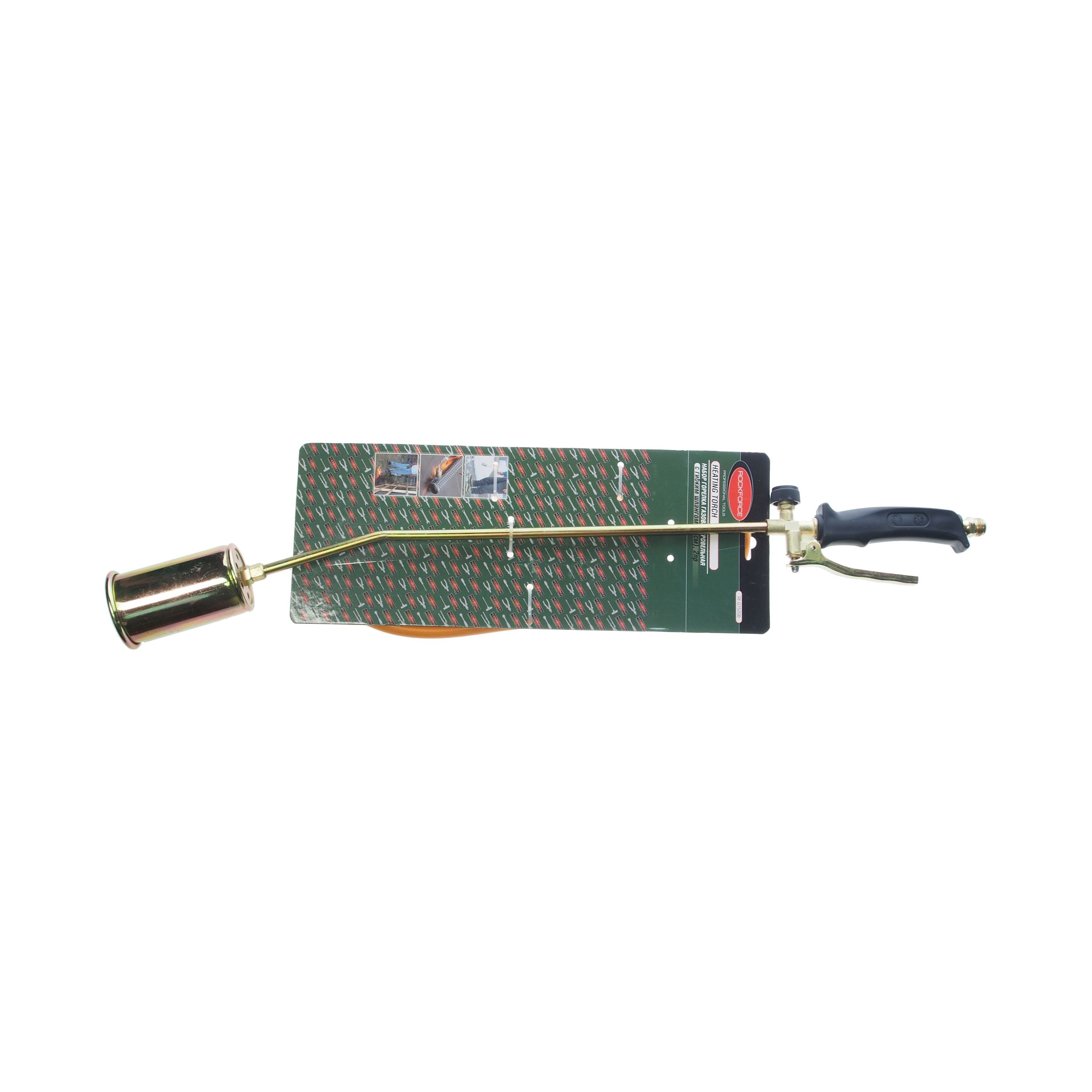 Горелка RF-0752GB газовая кровельная с регулятором, клапаном и гибким шлангом (сопло 60мм, L-740мм, L шланга-1.5м ), на блистере ROCKFORCE /1