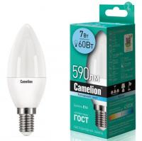 Лампа светодиодная E14 C35 7W холодный свет CAMELION 1/10/100