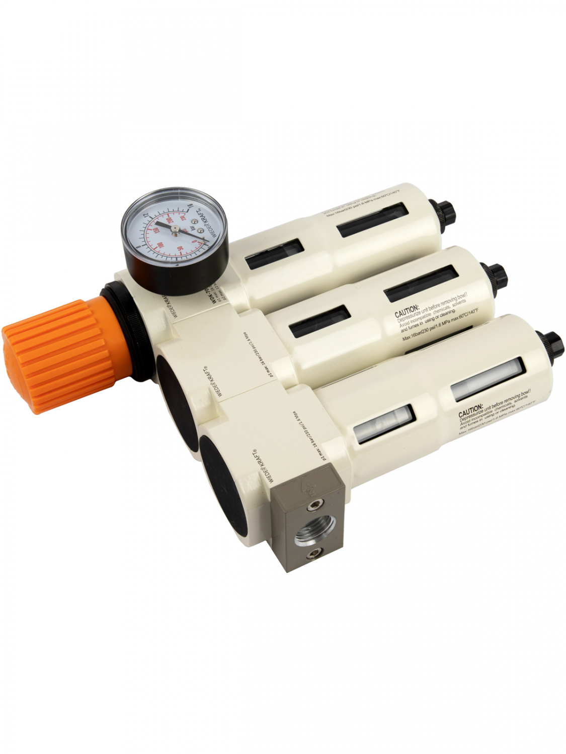 WDK-70740FA Блок подготовки воздуха 1/2", 16 бар, трехступенчатый с влагоотделителем 25-5-0.3 мк, автоматический сброс