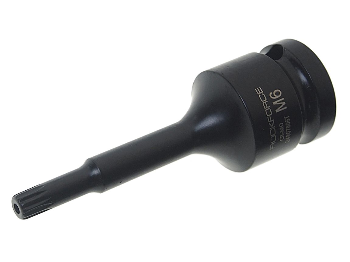 Головка-бита SPLINE глубокая ударная 1/2", M6 с отверстием ROCKFORCE RF-24807806T /1