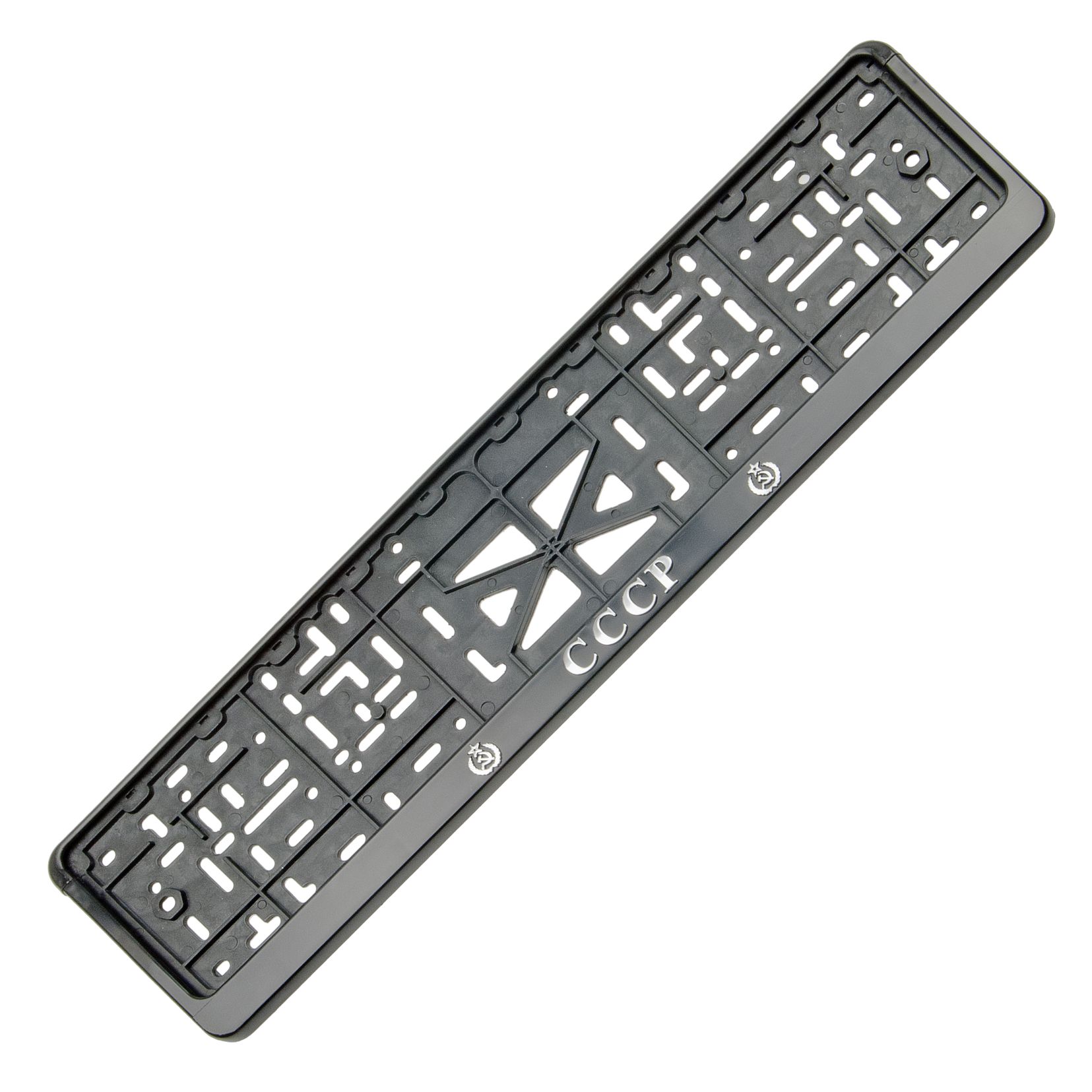 Рамка для номерного знака AB-012СССР (112/1-STD-СР) SILVER с защелкой и надписью "СССР" рельефная /1/30