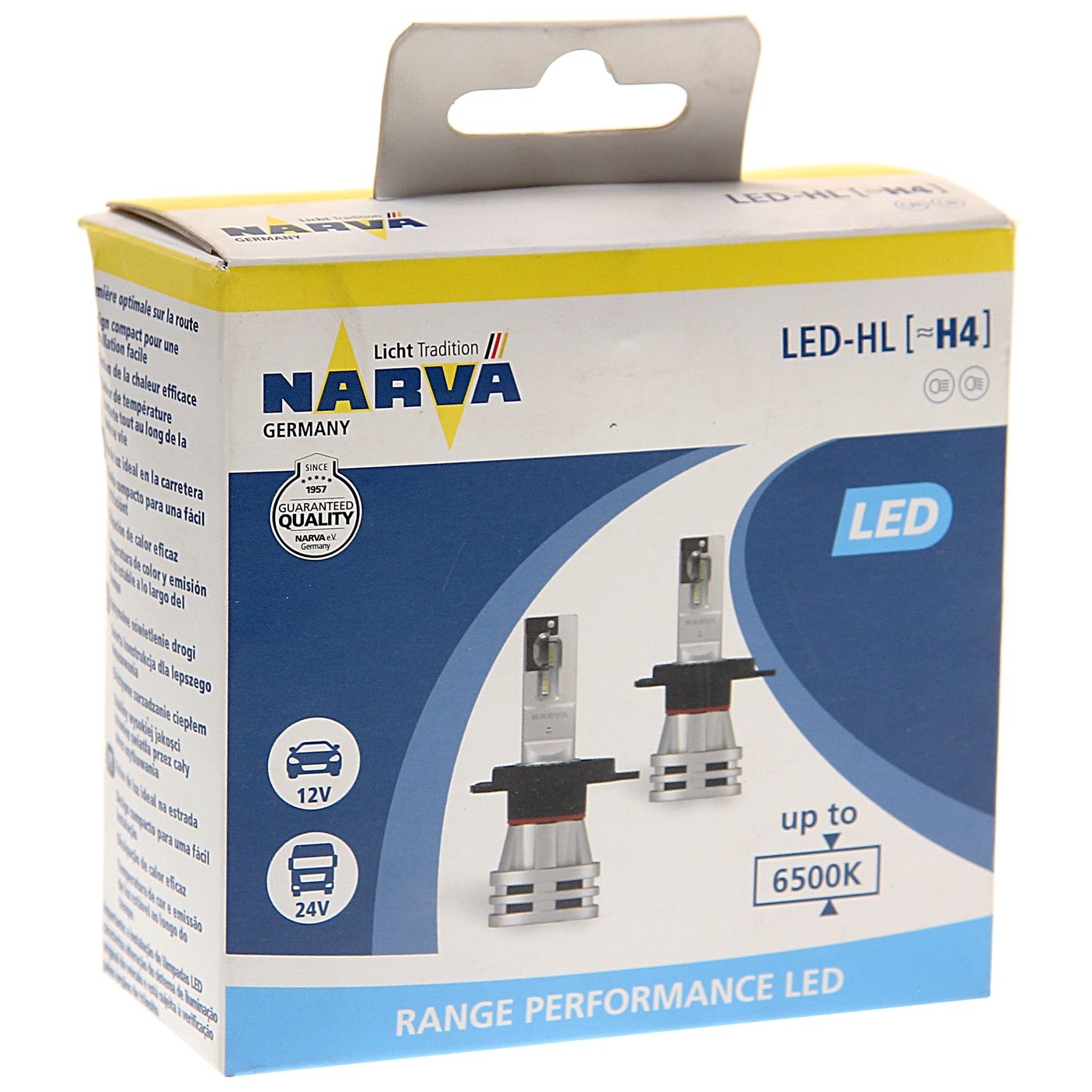 Автолампа H4 (P43t-38) LED RANGE PERFOMANCE 21W х2 6500K (2шт) 12/24V NARVA /1/10