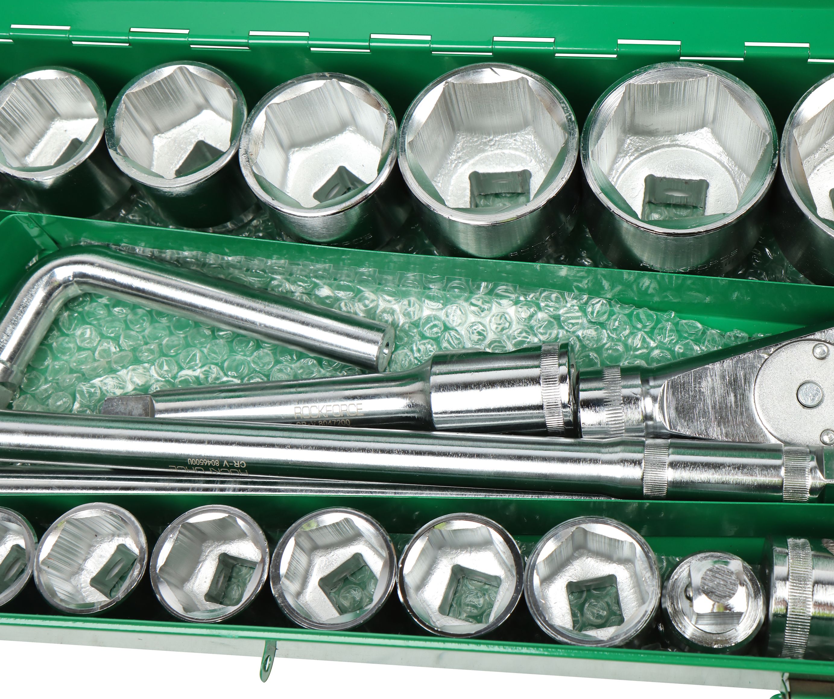 Набор торцевых головок RF-68263-5: 3/4"DR 6-гранных 17-50мм 1"DR 55-60мм 26пр. ROCKFORCE /1