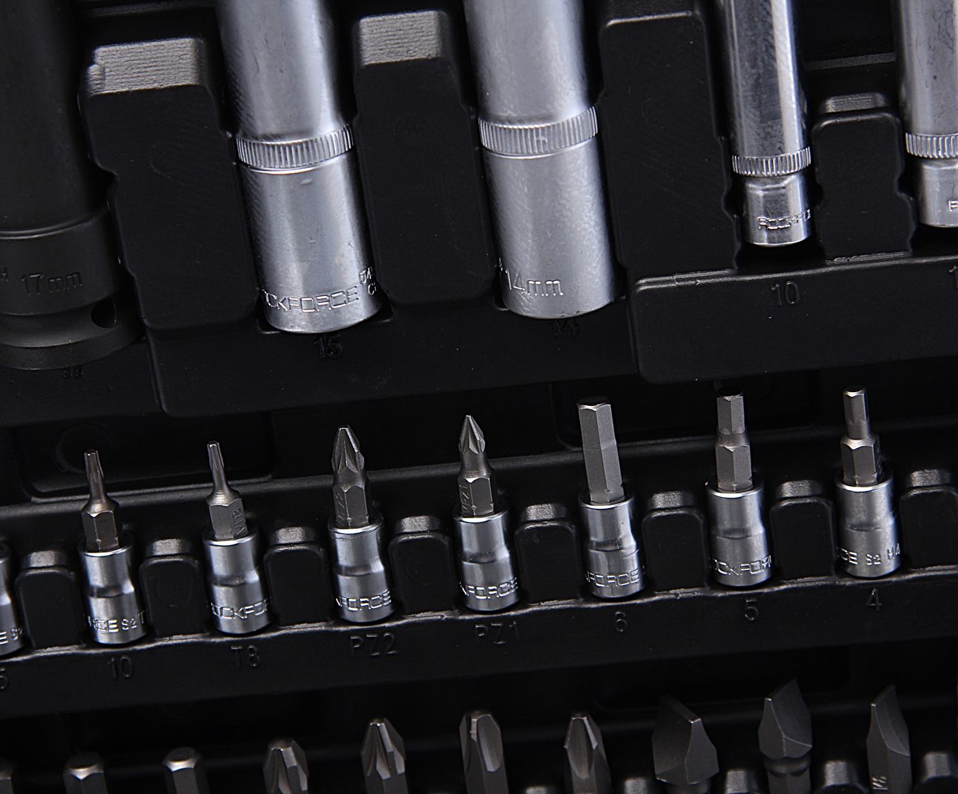 Набор торцевых головок и вставок RF-41082-5L: 1/2" & 1/4"DR 6-гранных с телескопическими трещотками 108пр. ROCKFORCE /1/3