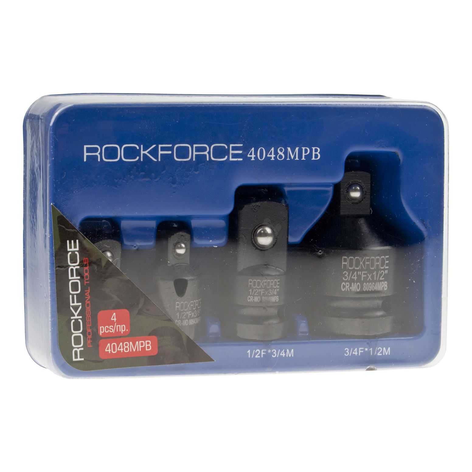 Набор адаптеров RF-4048MPB: ударных 3/4(F)x1/2"(M), 1/2(F)x3/4"(M), 3/8(F)x1/2"(M), 1/2(F)x3/8"(M)  4пр. ROCKFORCE /1/40