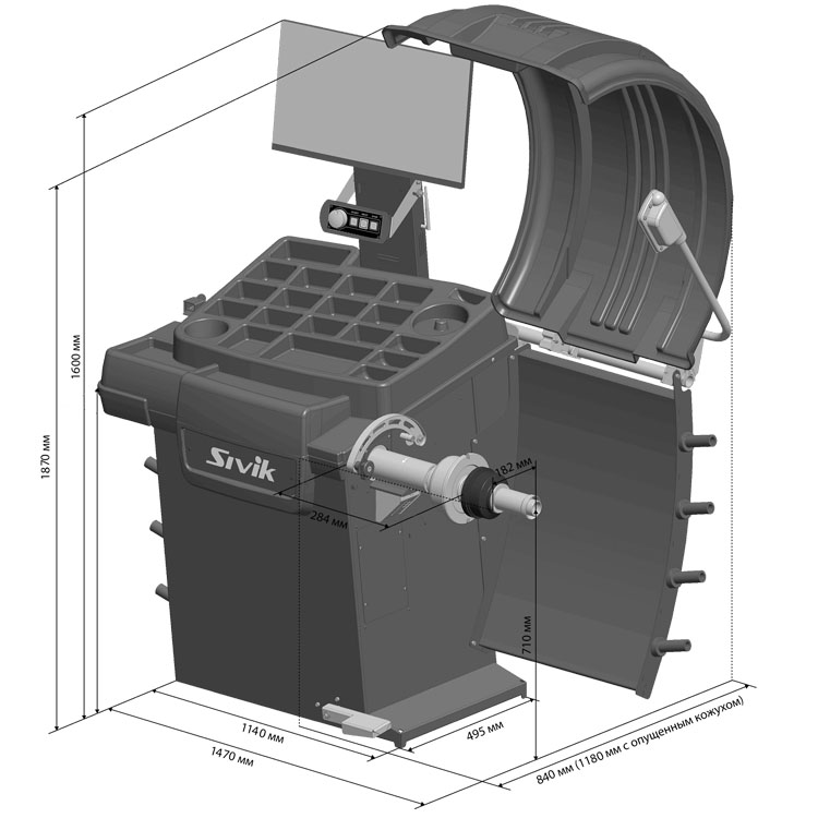SIVIK STELLAR (p) СБМП-60/3D Pro (УЗ, ЭМВ, ТЛУ) Балансировочный станок с пневматическим креплением колеса