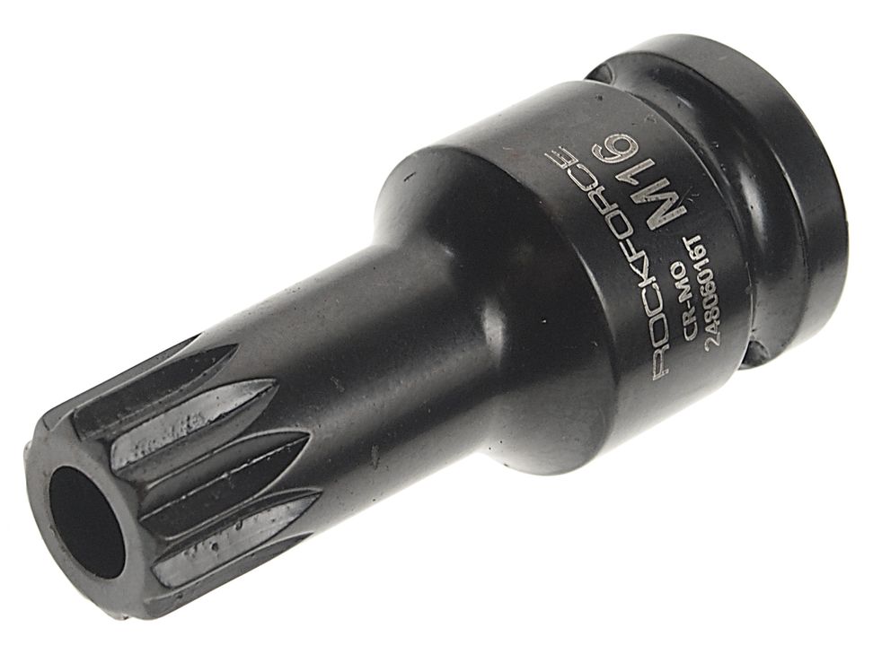 Головка-бита SPLINE ударная  1/2", M16 с отверстием ROCKFORCE RF-24806016T /1/10/300