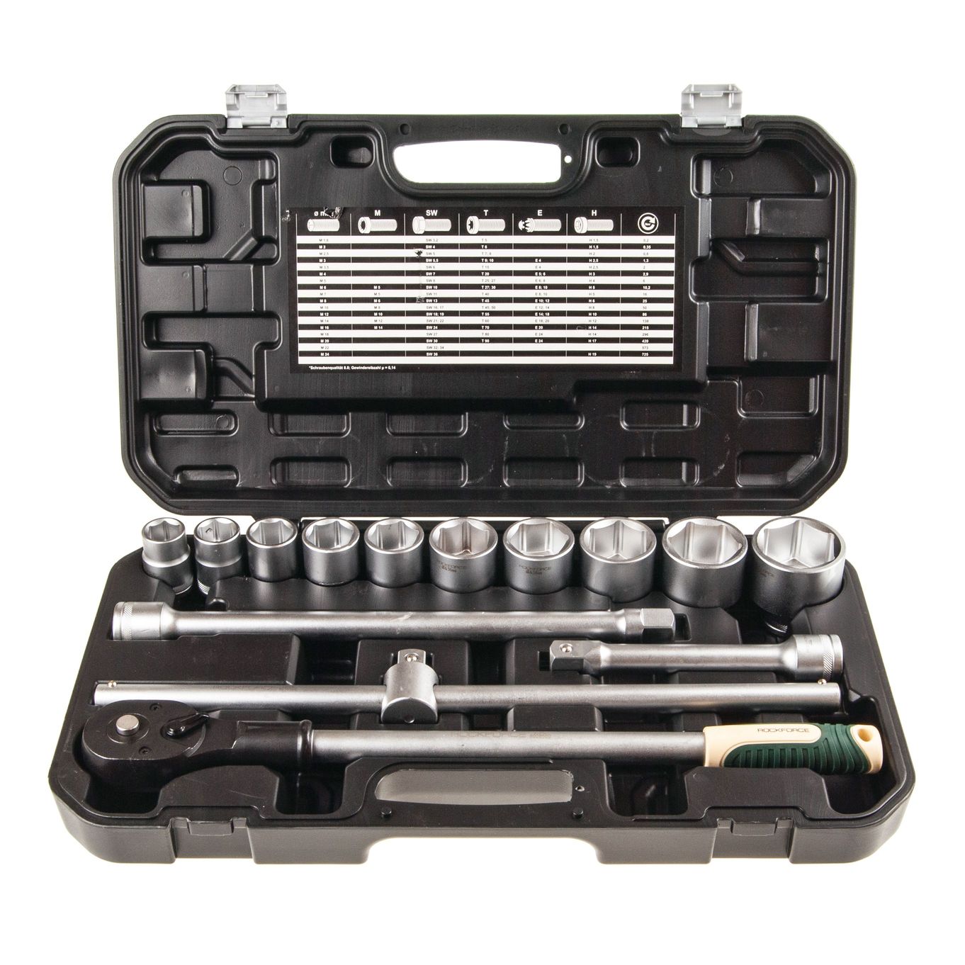 Набор инструмента RF-6151-5: 3/4"DR с 6-гранными головками 14пр. ROCKFORCE /1/2