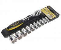 Набор торцевых головок с трещоткой ER-96080 3/8" DR 10-24мм 11 предметов, 72 зуб. (на держателе) ЭВРИКА