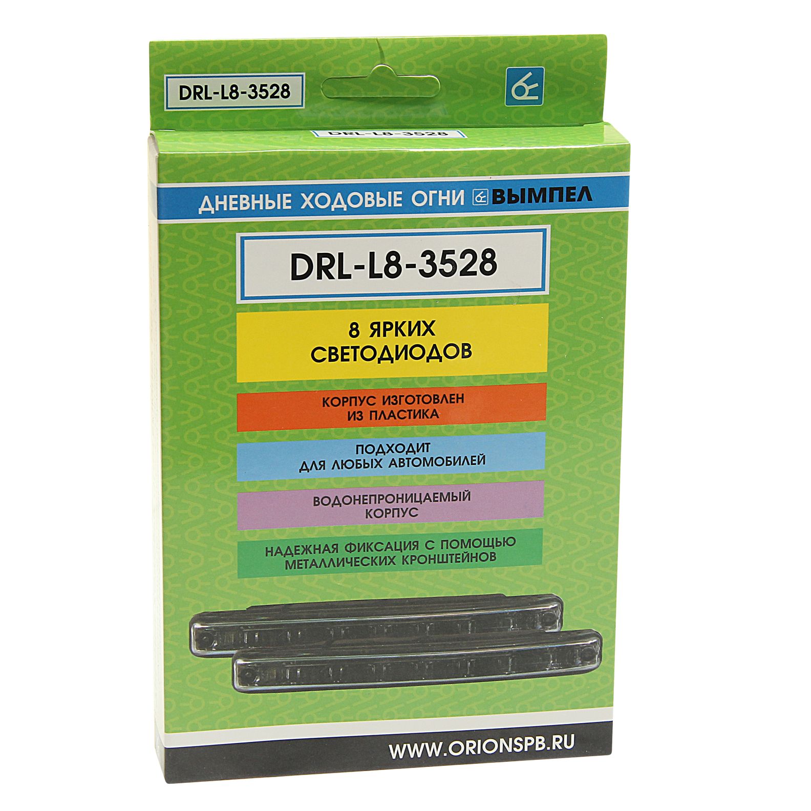 Дневные ходовые огни W-DRL-L8 3528 8SMD 155х17мм плоские (2шт) 10-15V ВЫМПЕЛ /1/100