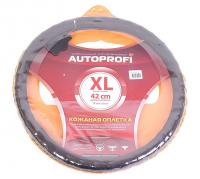 Оплетка руля AP-396 (XL) BLACK натуральная кожа с перфорацией AUTOPROFI /1/25