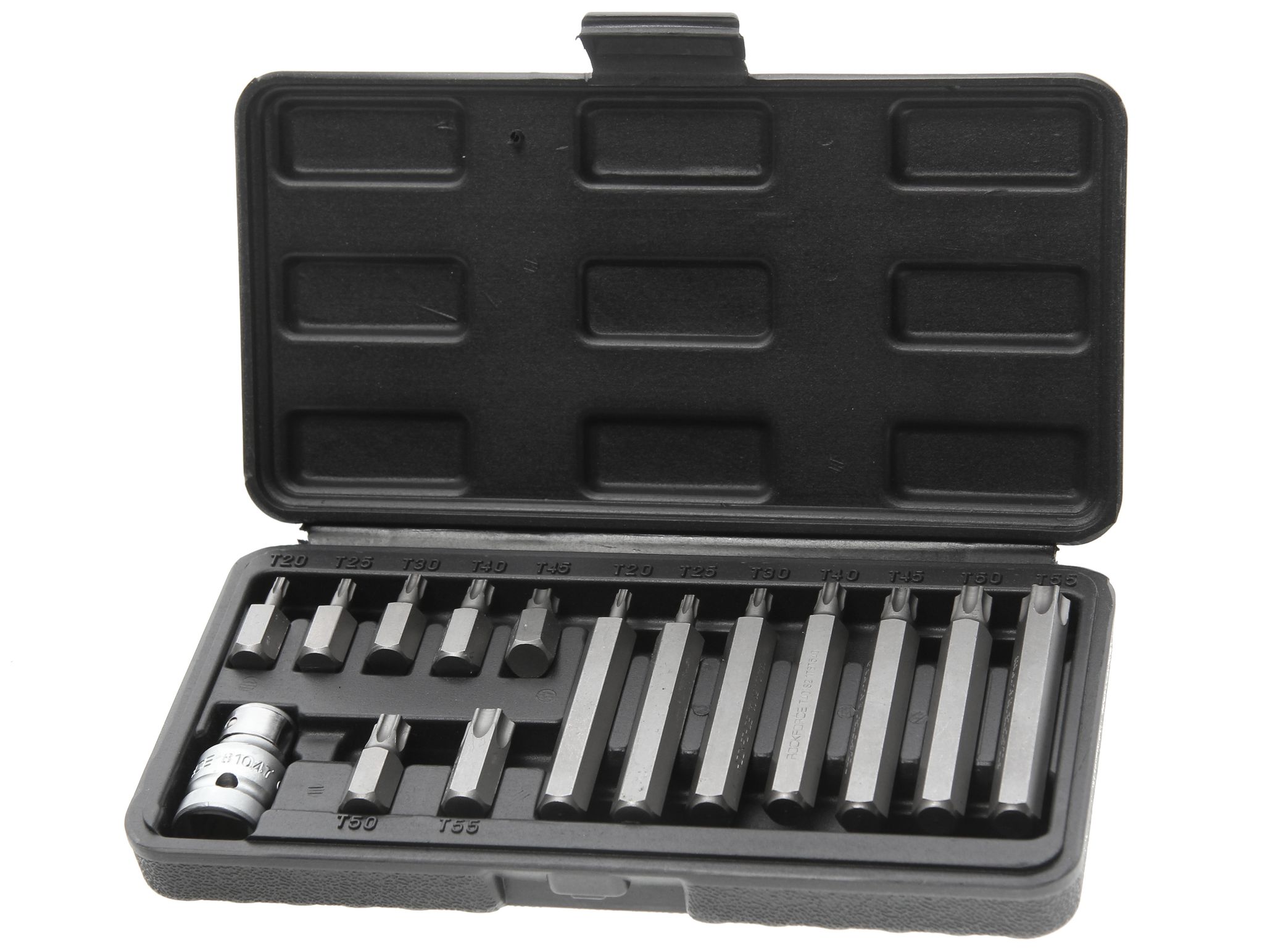 Набор бит RF-4156C TORX с битодержателем,15пр. 1/2"(L: 30/75мм; Т20,Т25,Т30,Т40,Т45,Т50,Т55), в кейсе ROCKFORCE /1