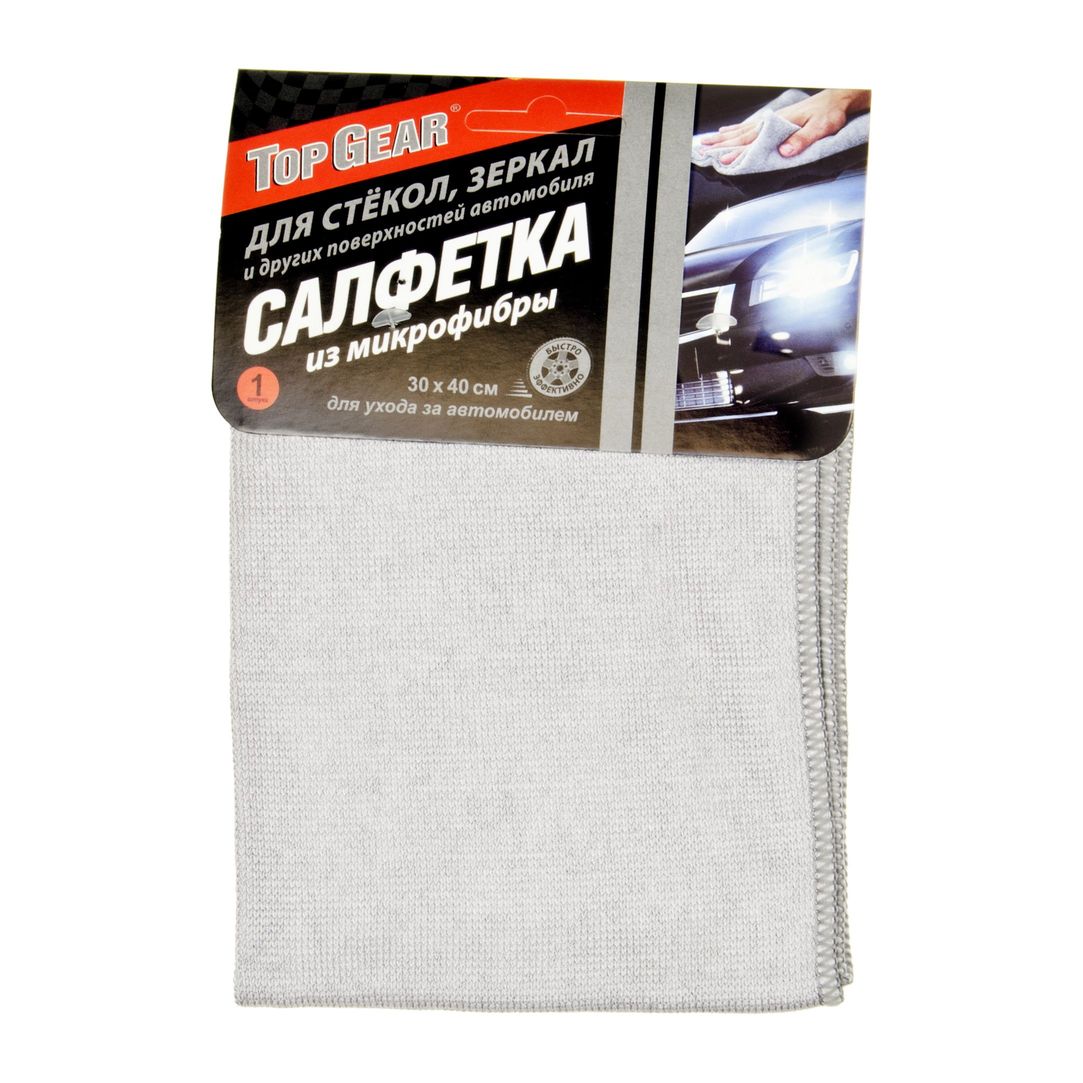 Салфетка микрофибровая TG-80166 "TOP GEAR" для стекол и зеркал (30х40см) АВАНГАРД /1/50