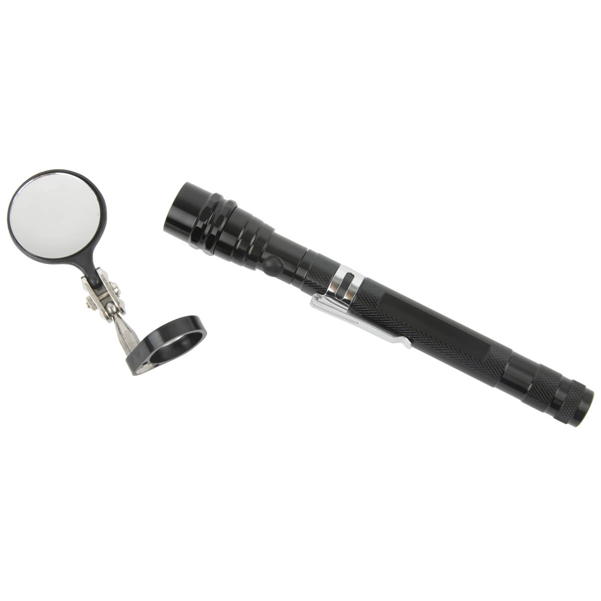 WDK-65453 Фонарик инспекционный на гибкой рукоятке с зеркалом и магнитом, 170-550 мм