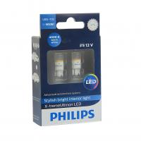 Автолампа T10W (W2.1x9.5d) LED WHITE X-tremeVision 4000K (2шт) 12V PHILIPS /1/10 OLD