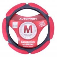 Оплетка руля SP-5026 (M) BLACK/RED алькантара AUTOPROFI /1/10