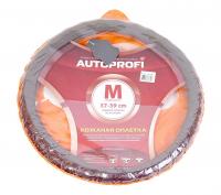 Оплетка руля AP-156 (M) DARK GREY натуральная кожа AUTOPROFI /1/25