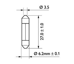 Автолампа T6.2*27 (SV6) 3W 24V PHILIPS /10 OLD