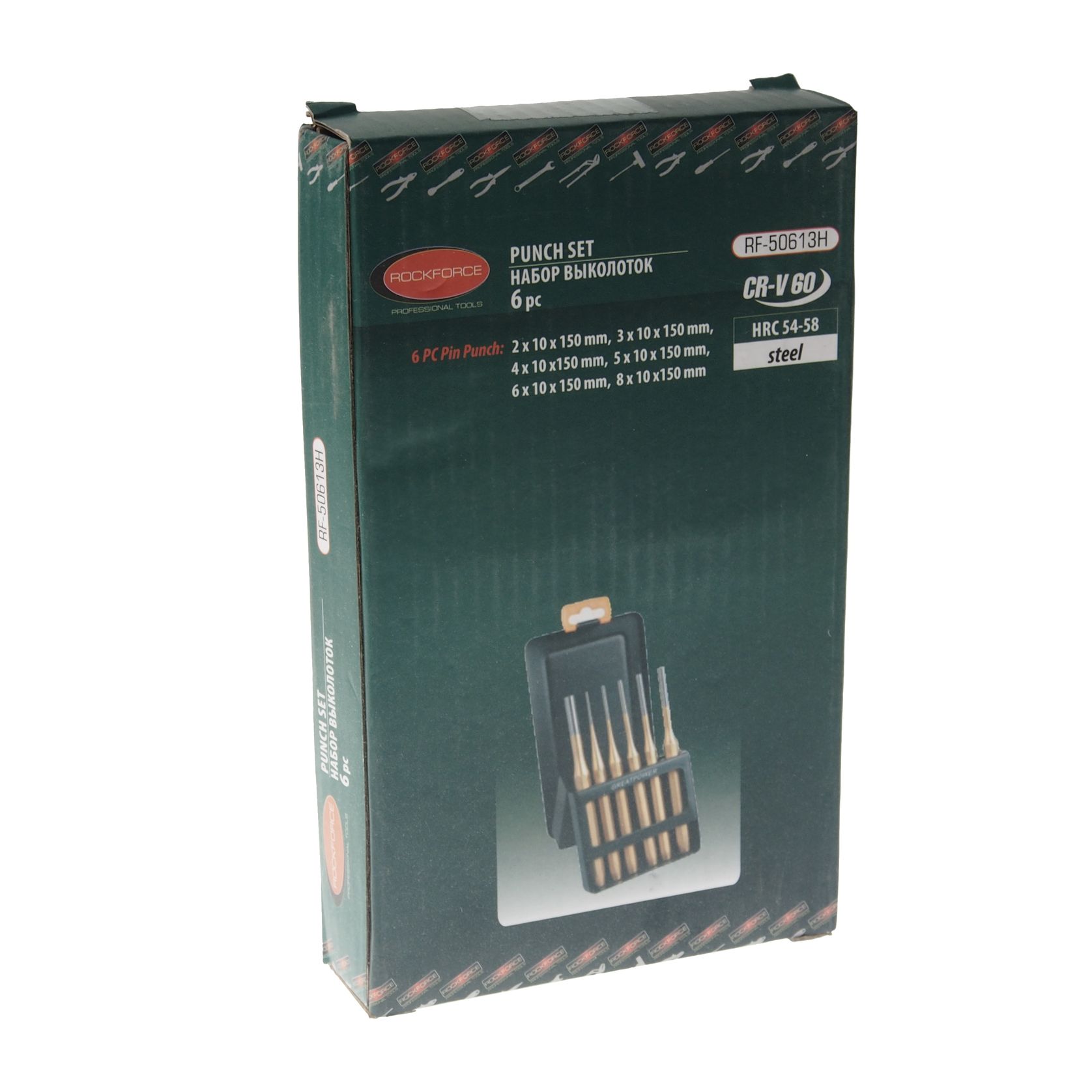 Набор выколоток RF-50613H: 6пр.(2х150, 3х150, 4х150, 5х150, 6х150, 8х150мм), в металлическом футляре ROCKFORCE /1