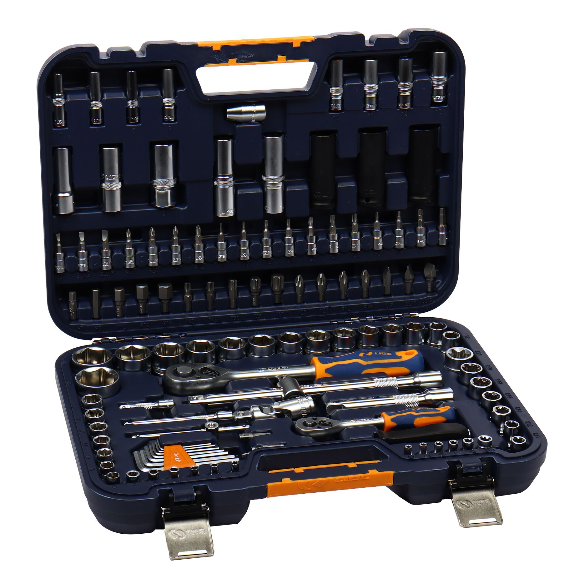 Набор торцевых головок 1/2"&1/4" 6-гранный 112пр., в кейсе LG-S1112 LIGE /1/3