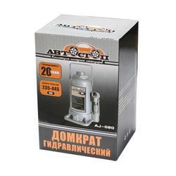 Домкрат гидравлический AJ-020 бутылочный 20т (выс.подъема 235-445мм) АВТОСТОП /1/2