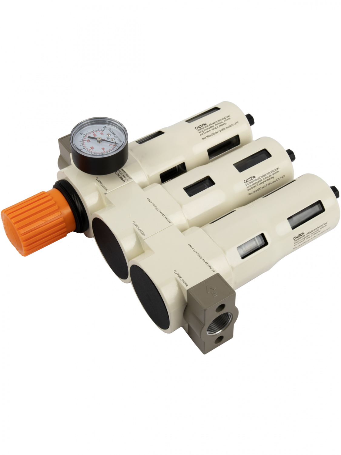 WDK-70760FA Блок подготовки воздуха 3/4", 16 бар, трехступенчатый с влагоотделителем 25-5-0.3 мк, автоматический сброс