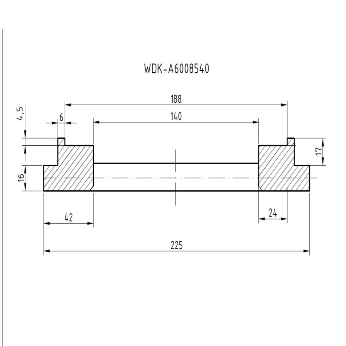 WDK-A6008540/6000378  Фланец для колес, диаметр 225 мм для вала 36 мм