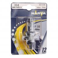 Автолампа H4 (60/55) P43t-38+50% RANGE POWER (блистер) 12V NARVA /1/10