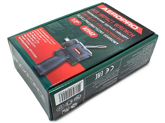 Пневмогайковерт RF-82542: ударный ''Compact''с реверсом и регулировкой усилия 1/2''(600Hм, 8500 об/мин,6.3bar,135 л/мин,1.45кг) ROCKFORCE /1/10