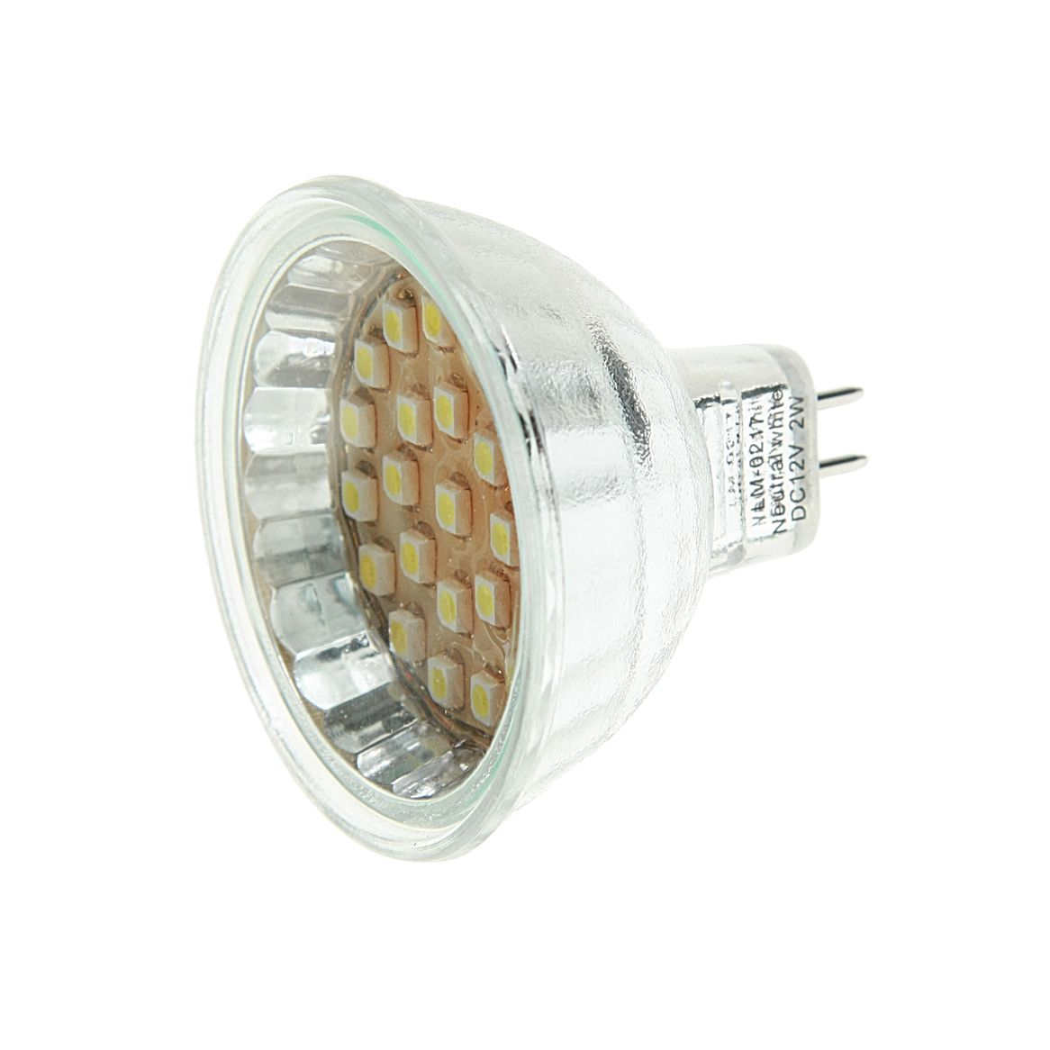 Лампа светодиодная LM-0217-MR16 NEUTRAL WHITE 24 SMD LED 2W=20W угол освещения 120° (45мм, Ø50мм) 12V MEGA LIGHTING /1/20/100 OLD