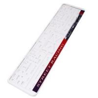 Рамка для номерного знака AB-008(R) (112/2-STD-АВ-б) WHITE с защелкой и надписью "RACING" /1/30