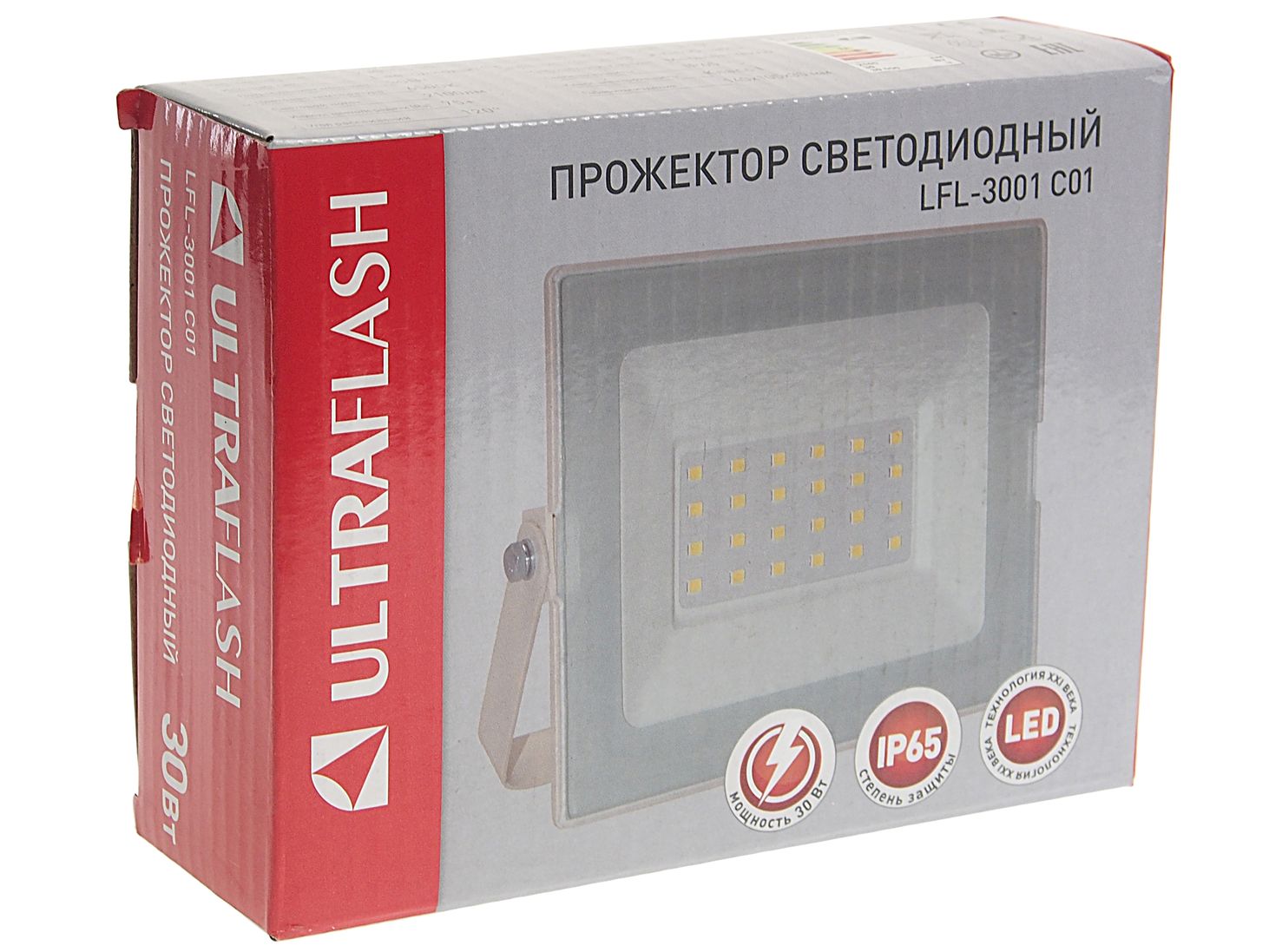 Прожектор UF-FL3001 LED SMD WHITE 30W 6500K 145х110мм 220V ULTRA FLASH /1/20