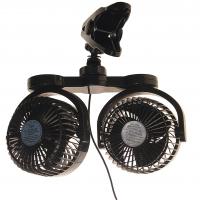 Вентилятор HX-608 13см (5") 24V (13W) диммер, на прищепке, двойной, с регулируемыми углами обдува 360° black/orange MITCHELL 1/18
