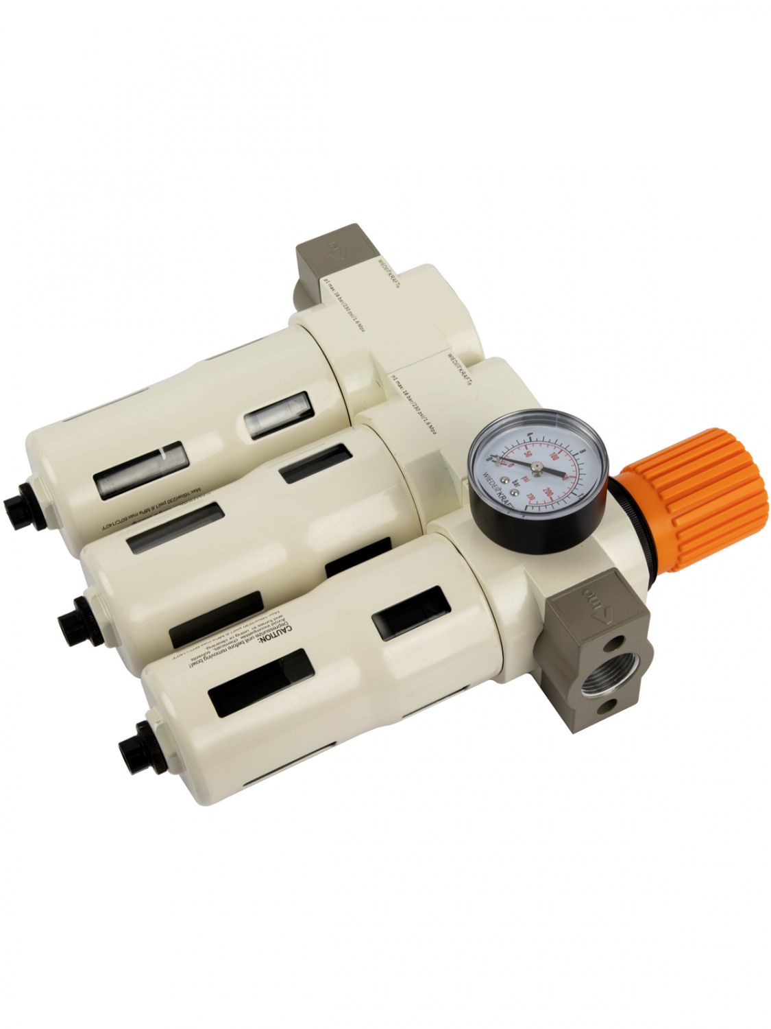 WDK-70760FA Блок подготовки воздуха 3/4", 16 бар, трехступенчатый с влагоотделителем 25-5-0.3 мк, автоматический сброс