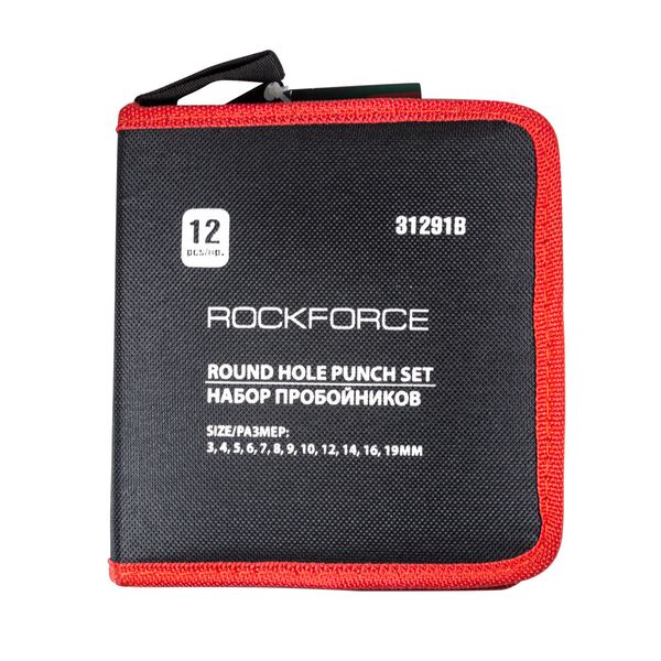 Набор пробойников RF-31291B: 12пр. (3-10,12,14,16,19мм),в сумке ROCKFORCE /1/20
