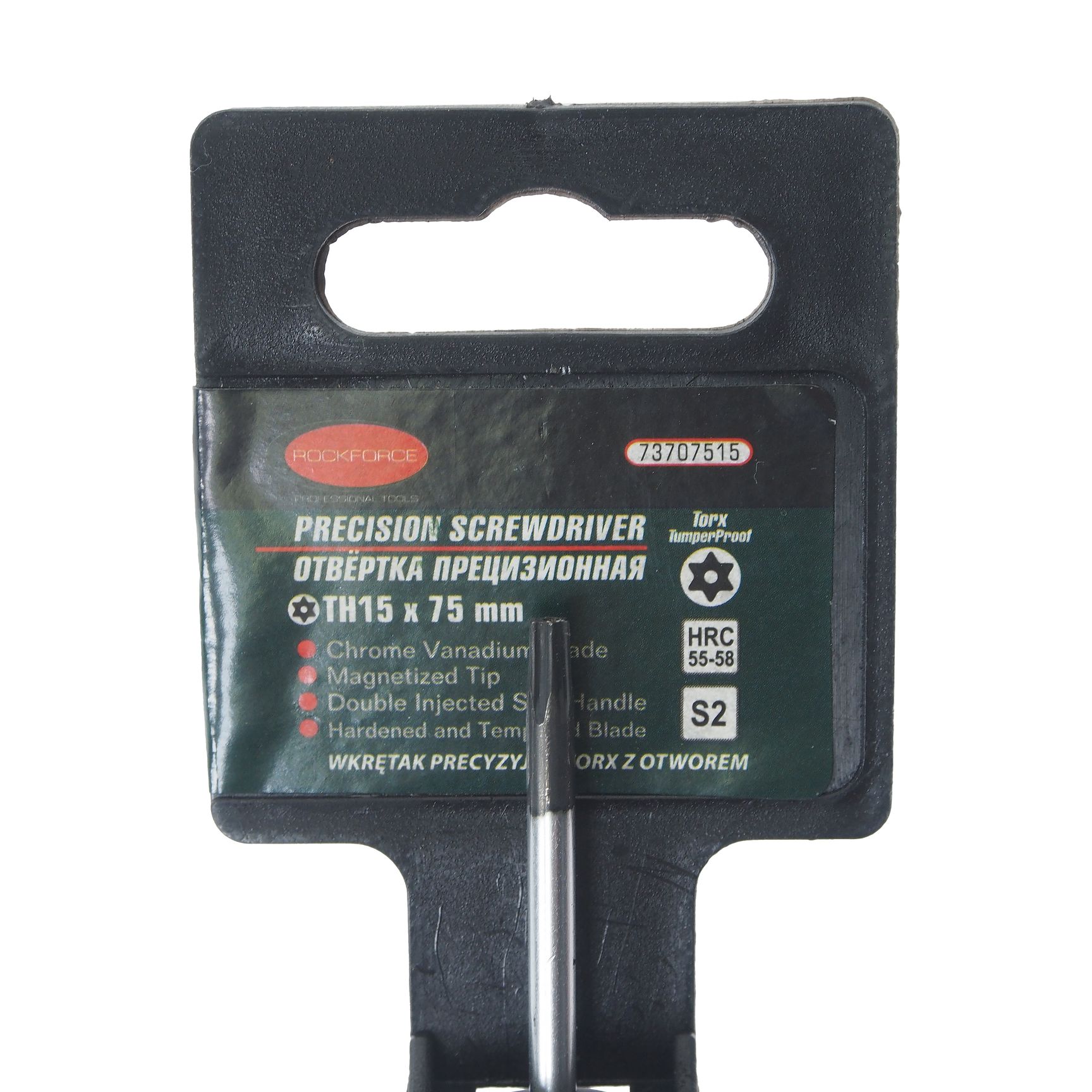 Отвертка RF-73707515 TORX с отверстием ювелирная T15Hх75мм ROCKFORCE /1/10