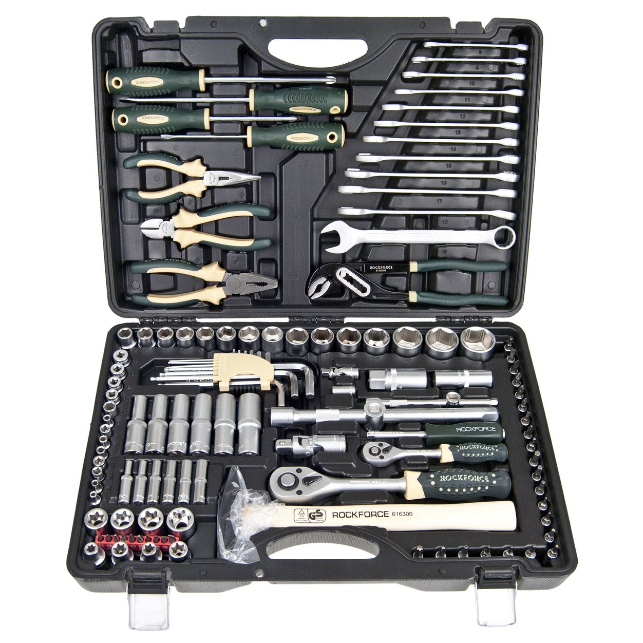 Набор инструмента RF-38901: 1/2"&1/4"DR с 6-гранными головками 122пр. ROCKFORCE /1