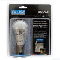 Лампа светодиодная LM-0627-E14 WARM WHITE 6 SMD LED 4W=45W угол освещения 150° (108мм, Ø50мм) 170-240V MEGA LIGHTING /1/6/36