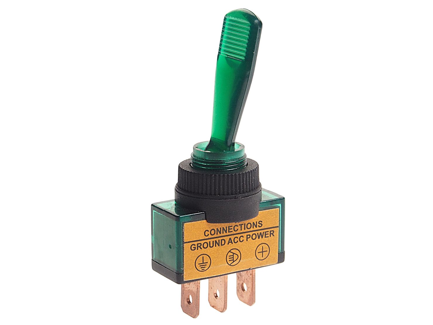 Переключатель ПП-405 зелёный 2-х позиционный, с подсветкой 12V /1/100