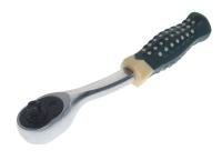 Трещотка RF-802222 реверсивная усиленная изогнутая с резиновой ручкой 1/4" (72зуб.) ROCKFORCE /1