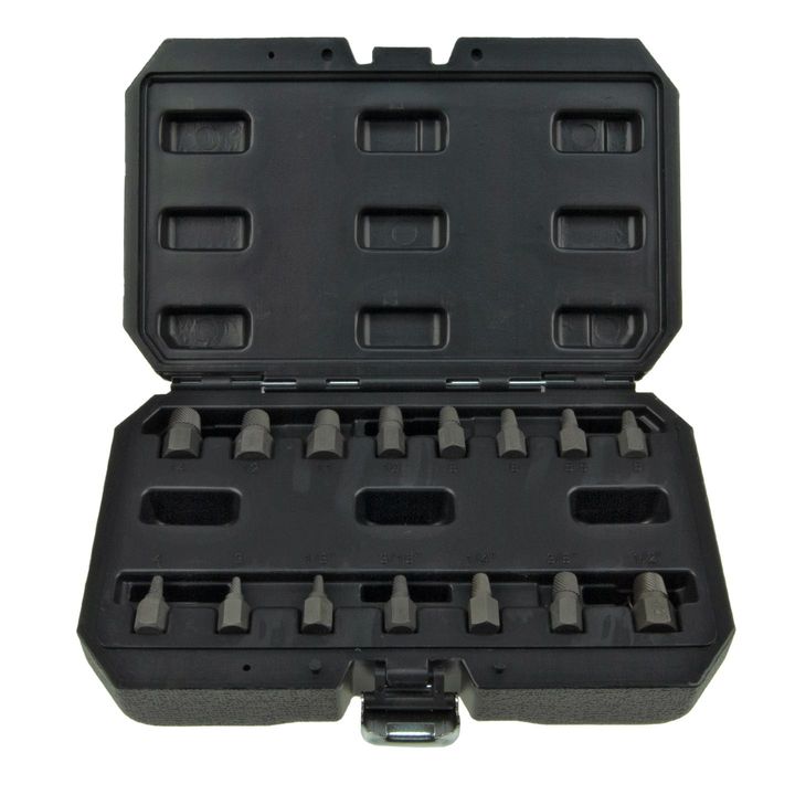 Набор экстракторов 15пр., (1/2“,3/8”,1/4“,3/16”,1/8”,3,4,5,5.5,6,8,10,11,12,14) в кейсе LG-94920 LIGE /1/10